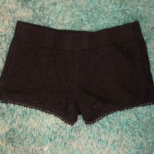 BLACK LACE SHORTS